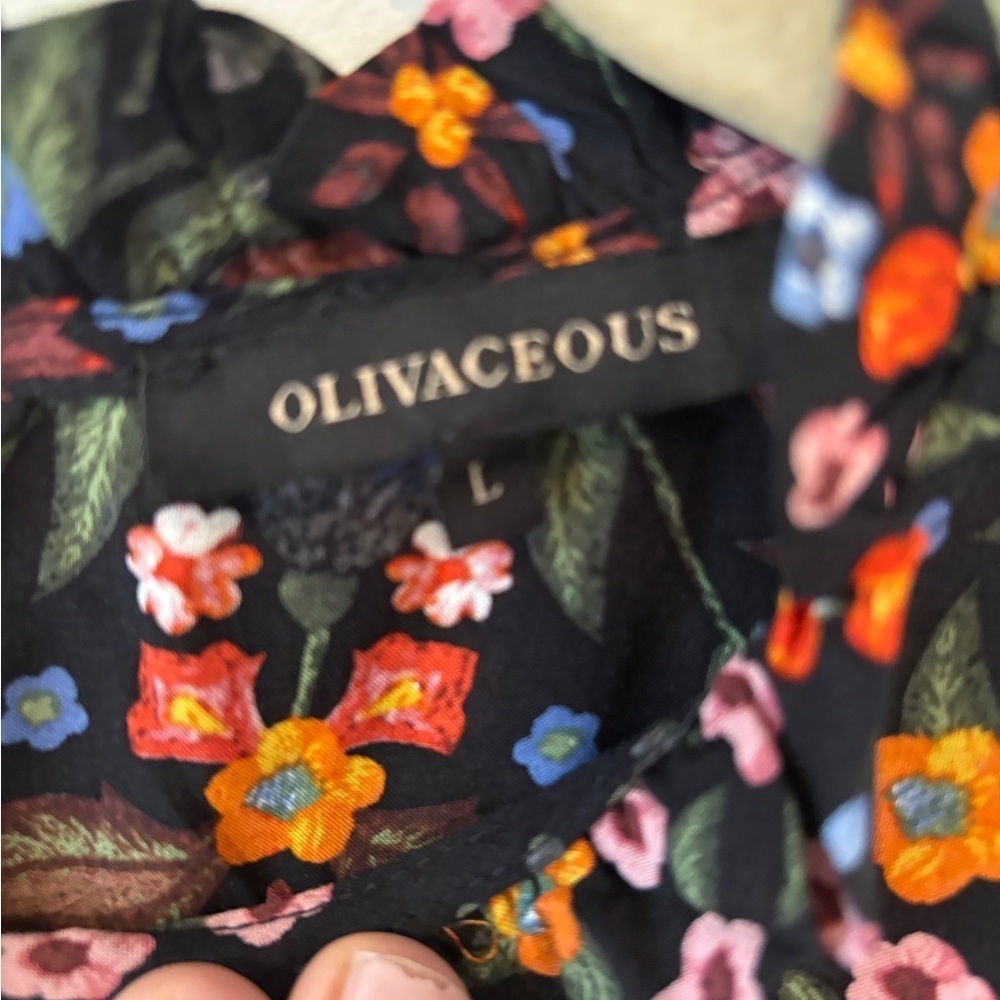 Olivaceous Floral Cottagecore Bohemian Short Sleeve Top Blouse Size Large - Picture 6 of 14